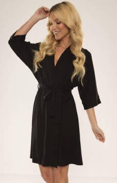 Cienki krótki szlafrok czarny De Lafense 871 KOLEKCJA VISA