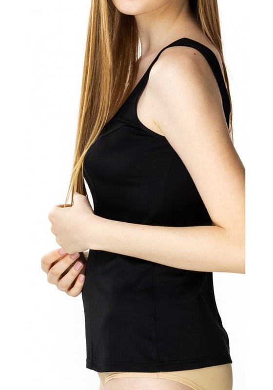 Klasyczna, gładka koszulka Mewa 4138 z jedwabiu VISTEX - czarna