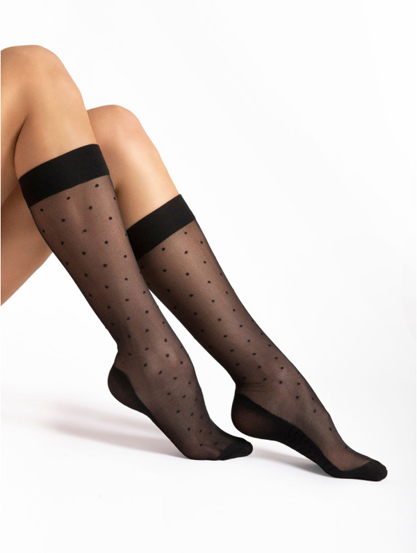 Ozdobne podkolanówki z efektem masażu Fiore DOTS MASSAGE czarne