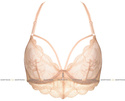 Koronkowy, miękki biustonosz Gorteks Charlize/B2 z paseczkami i ozdobnym tyłem / beżowy