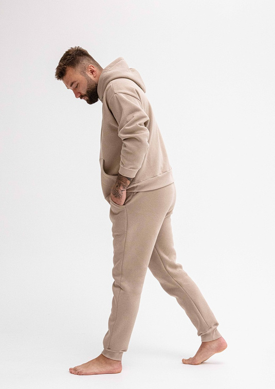 Wygodny dres męski Dk-k-b14 cappuccino bawełna gruba - Dkaren