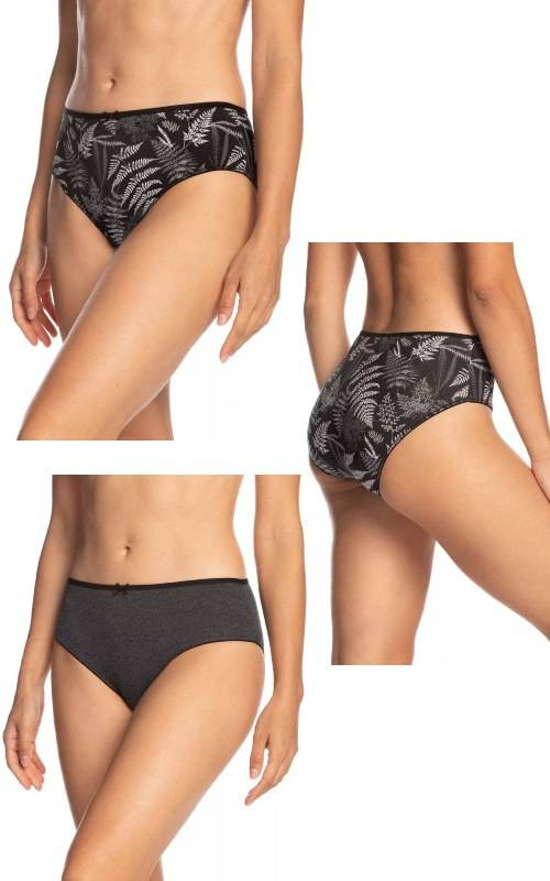 Bawełniane figi damskie Lama 3-pak Bikini - ciemne kolory