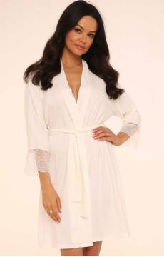 Elegancki krótki szlafrok ecru De Lafense Fanny 342 S-2XL