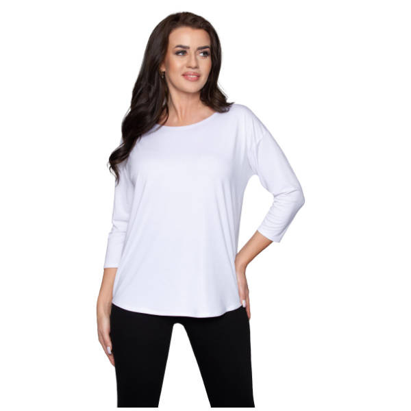 Biała gładka bluzka damska Babell CAMILLE z rękawkiem 7/8