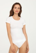 Biała bezszwowa koszulka damska  z  krótkim rękawkiem Gatta