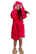 Malinowy szlafrok dziewczęcy z kapturkiem  De lafense 730 Serena