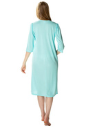 Długa koszula nocna Diana z ładnym dekoltem turkus - Mewa