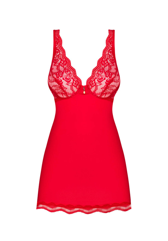 Czerwona koronkowa koszulka babydoll i stringi Obsessive Luvae