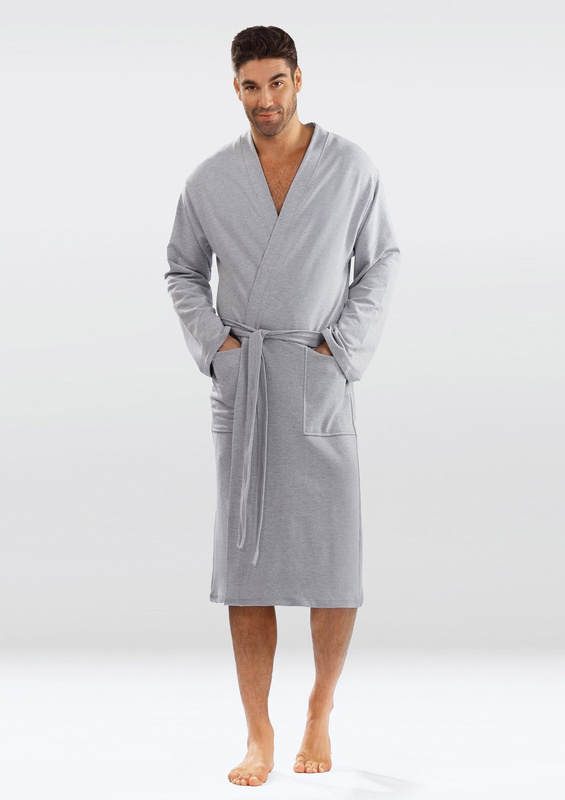 Bawełniany szlafrok/ podomka Męska Harry- niebieski- Dkaren