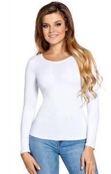 Gładka biała koszulka damska Babell Manati z długim rękawem