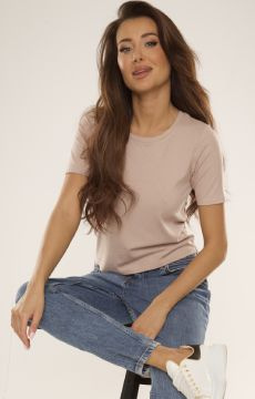 Koszulka damska z krótkim rękawkiem De Lafense 698 Freya w kolorze piaskowym