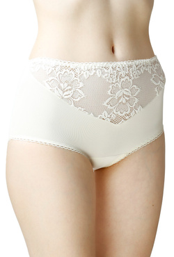 Figi damskie Liza wysoki stan z koronką kol. ecru - Mewa