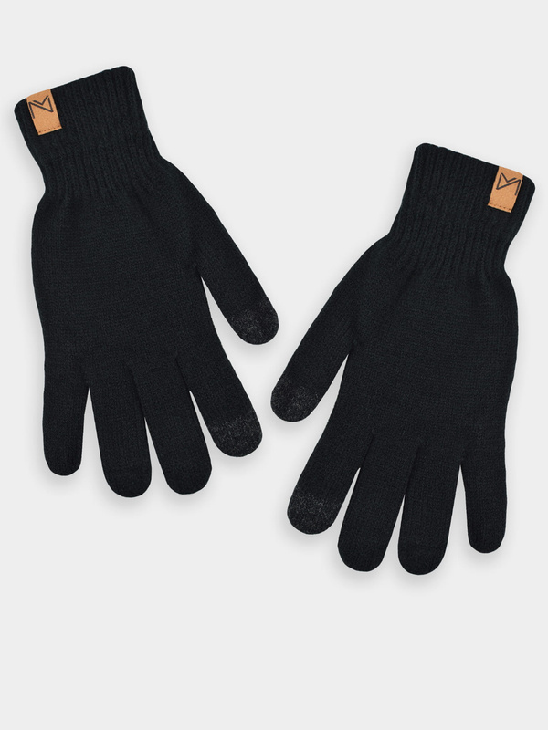 Czarne rękawiczki MĘSKIE z akrylu Noviti RZ074