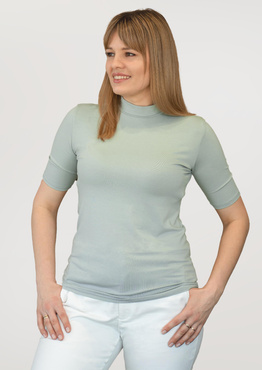 Bluzka damska z krótkim rękawem i półgolfem Babell LAYLA MIĘTA
