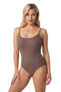 Bawełniane body damskie na ramiączkach Babell Tia w kolorze kakao