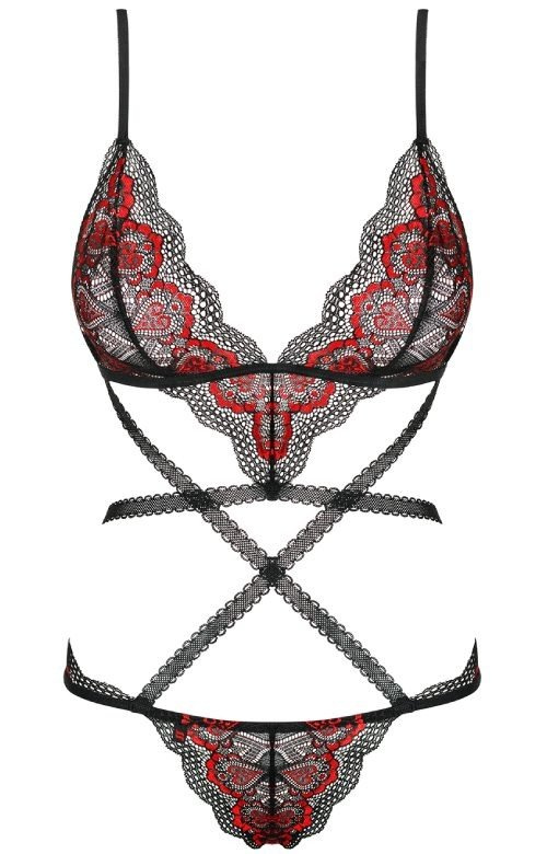 Czerwono czarne seksowne body damskie Obsessive - Megies