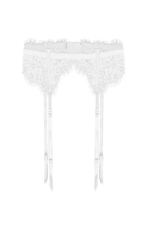 Ślubny biały pas do pończoch Julimex FUCHSIA