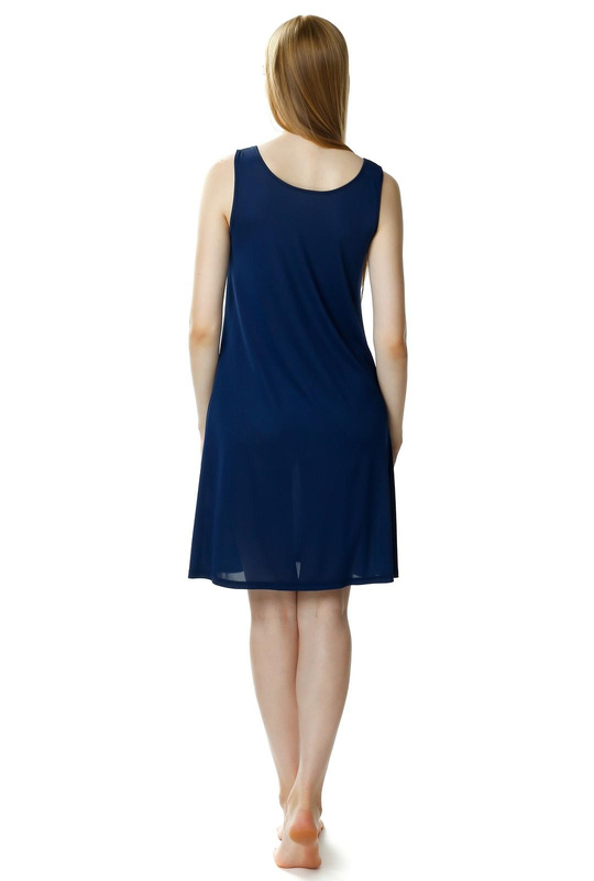 Koszulka damska nocna AURORA z ładnym dekoltem 6385 granatowy - Mewa