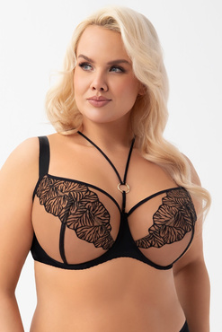 Czarny, miękki biustonosz na drutach z paseczkami K964 VIDA - Gorsenia