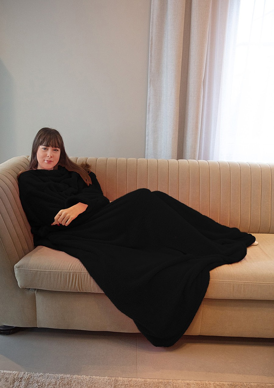 Koc z rękawami - puch granat - Dkaren