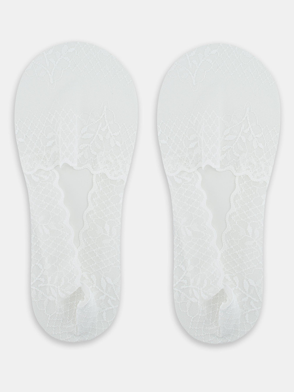 Stopki niskie koronka silikon białe Noviti SN048