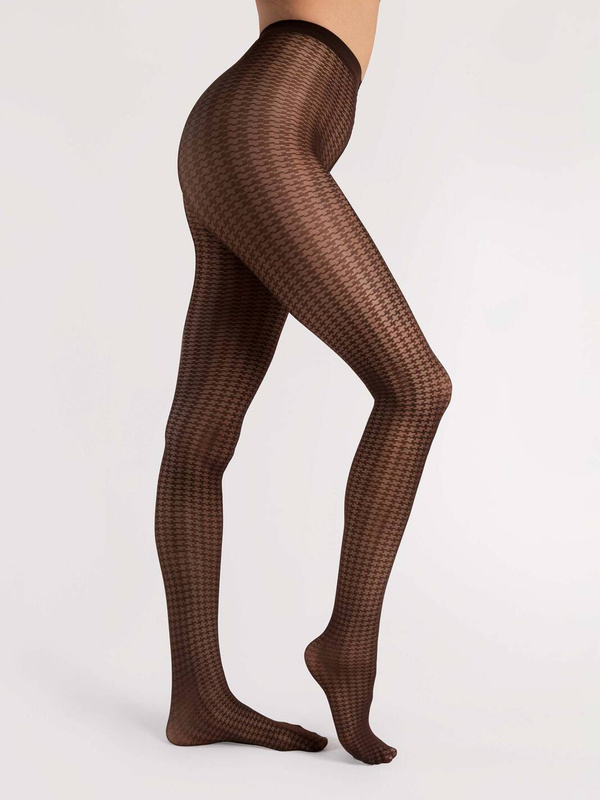 Rajstopy damskie w romby Fiore UFFICIO 30 DEN mocca