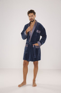 Welurowy, elegancki szlafrok męski De Lafense - 772 z satynowym wykończeniem