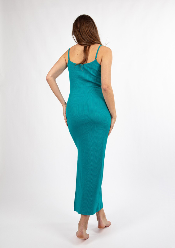 Dopasowana sukienka DK-K-P7 - nefti bawełna prążki - Dkaren