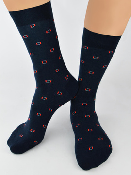 Skarpetki bawełniane wzór w kwadraty Noviti gran SB002/U21