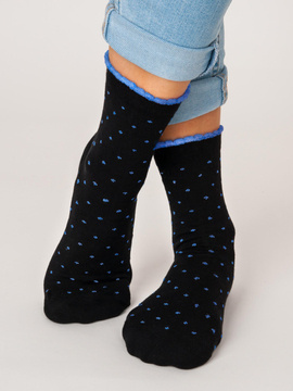 Czarne skarpetki KDK w niebieskie kropki Noviti SB013