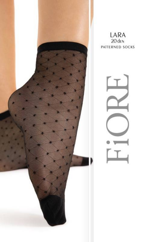 Czarne skarpetki w geometryczny wzór Fiore LARA 20 den