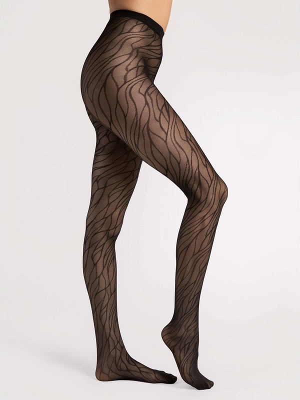 Wzorzyste czarne rajstopy Fiore ORGANICA 30 DEN