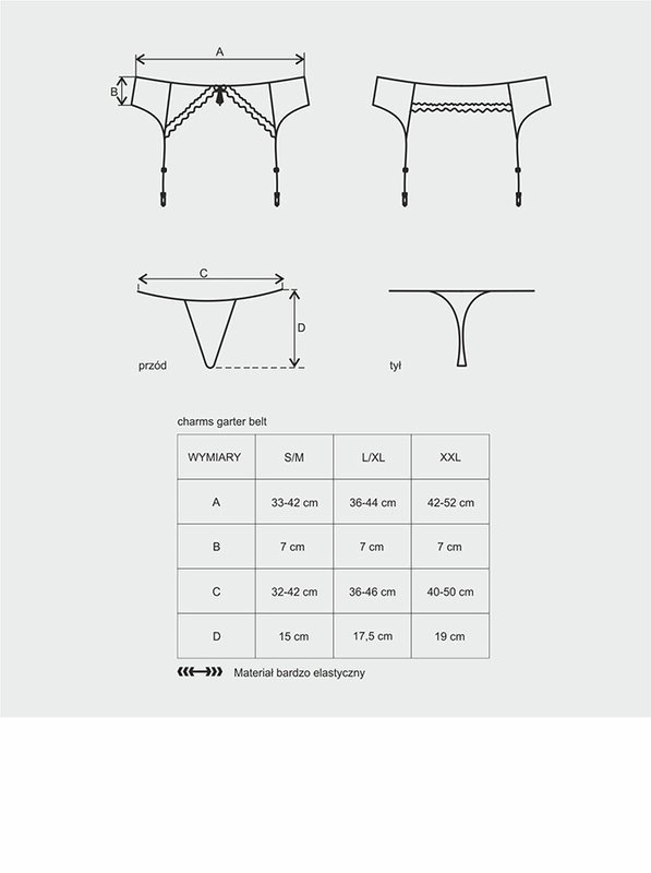 Charms pas do pończoch i stringi czarne Obsessive