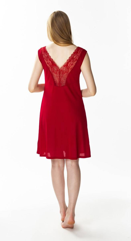 Koszula nocna z koronkowym dekoltem i plecami Mewa 6374 Paula