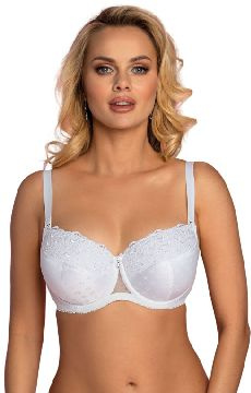 Biały usztywniany biustonosz VENA VB-442 z satynowym wykończeniem