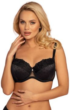 Czarny usztywniany biustonosz VENA VB-442 z satynowym wykończeniem