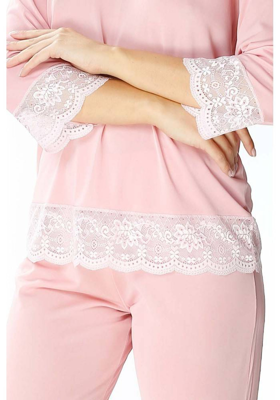 Dwuczęściowa jedwabna piżama damska Mewa 6355 Peonia