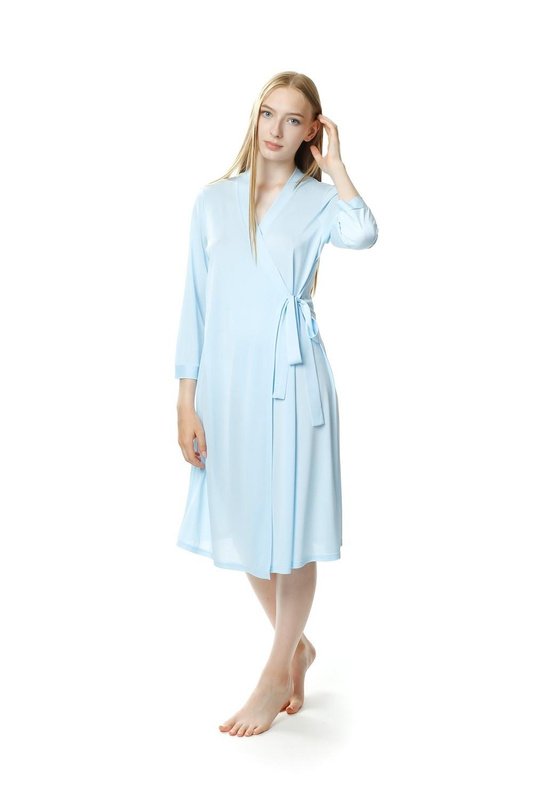 Elegancki peniuar damski Wiktoria 6386 niebieski - Mewa