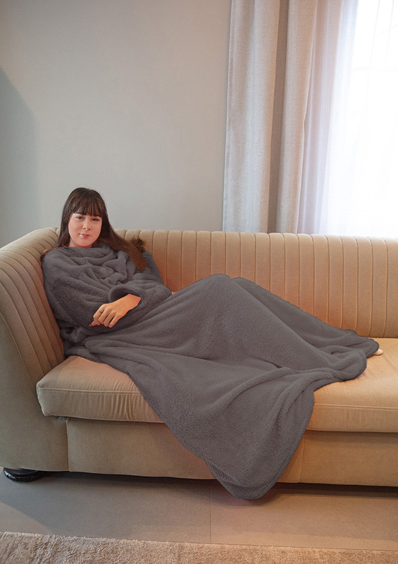 Koc z rękawami - puch granat - Dkaren