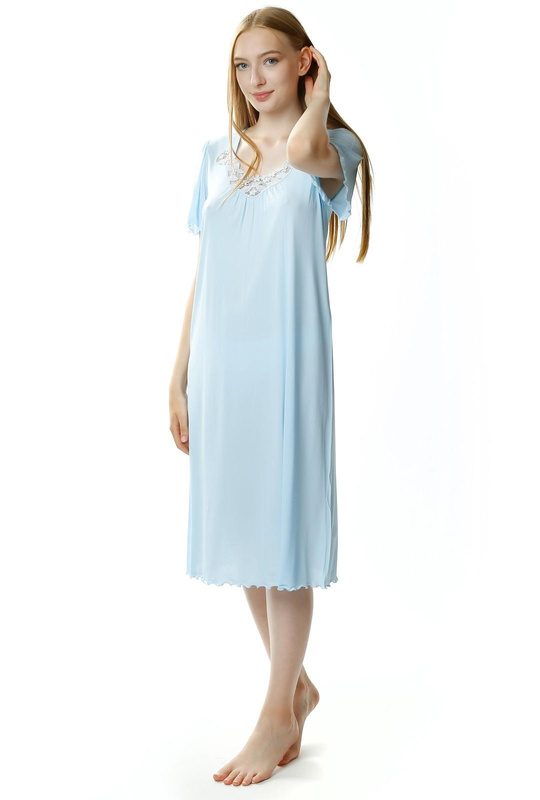 Niebieska koszula nocna Beatriz za kolano - Mewa 4112