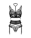 Seksowny komplet 3-częściowy Premisis Black otwarty Obsessive