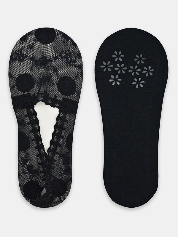 Stopki niskie koronka silikon ABS czarne - Noviti SN050