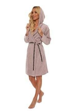 Krótki szlafrok z kapturem De Lafense - 497 Macarena BEŻOWY