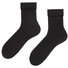 Czarne bezuciskowe skarpetki damskie z wywijanym ściągaczem Wola Perfect Woman