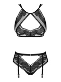 Sexy komplet biustonosz i figi z paskami do pończoch Obsessive Allastia