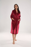 Ciepły długi wiązany szlafrok Abigail De Lafense 628 BORDOWY