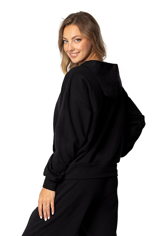 Modna bluza z kapturem DK-K-B8 - czarny bawełna - Dkaren