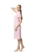 Długa koszula nocna Mewa 4112 z jedwabiu Vistex różowy