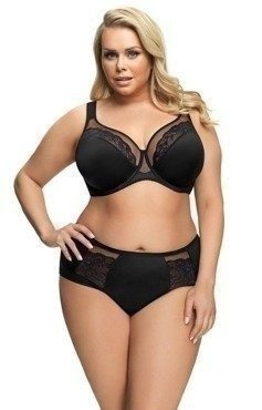 Czarne pełne figi z koronkowymi wstawkami Gorsenia K442 LUISSE