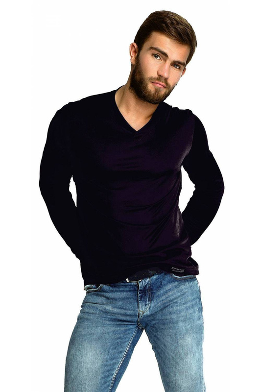 Koszulka męska z długim rękawem Mewa 86128 Karo z jedwabiu wiskozowego